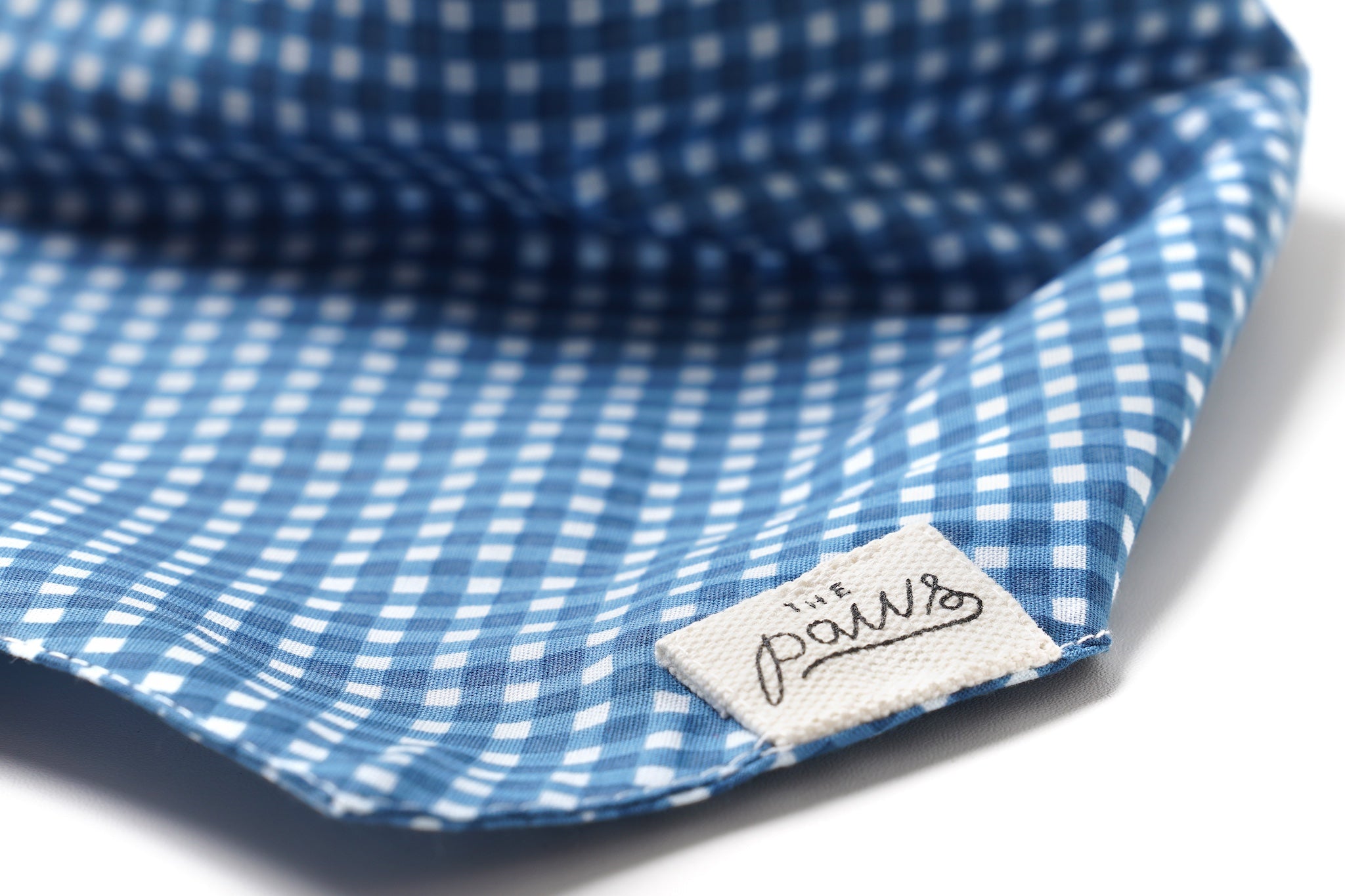 Blue Gingham Dog Bandana Detail - The Paws