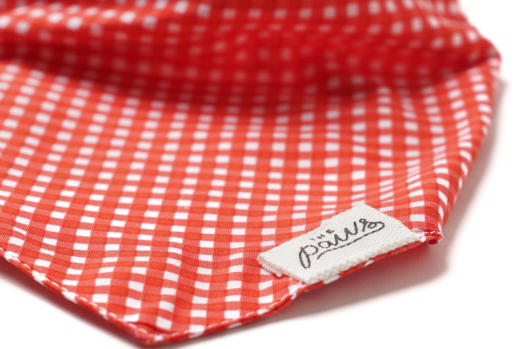 Red Gingham Dog Bandana Detail - The Paws